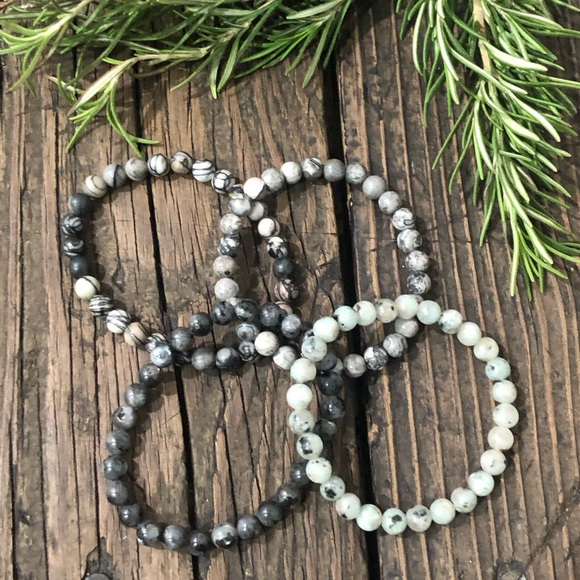 Natural Stone Beaded Bracelet Set, 4 Pieces - Picture 2 of 4